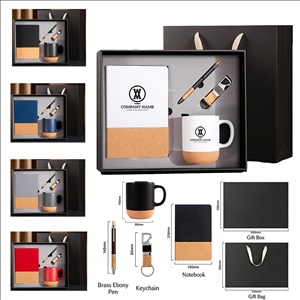 Eco-Friendly Wood Business Keychain Notebook with Pen Gift Box Set